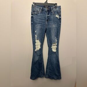 Judy Blue Flare Distress Blue Jeans Size 5